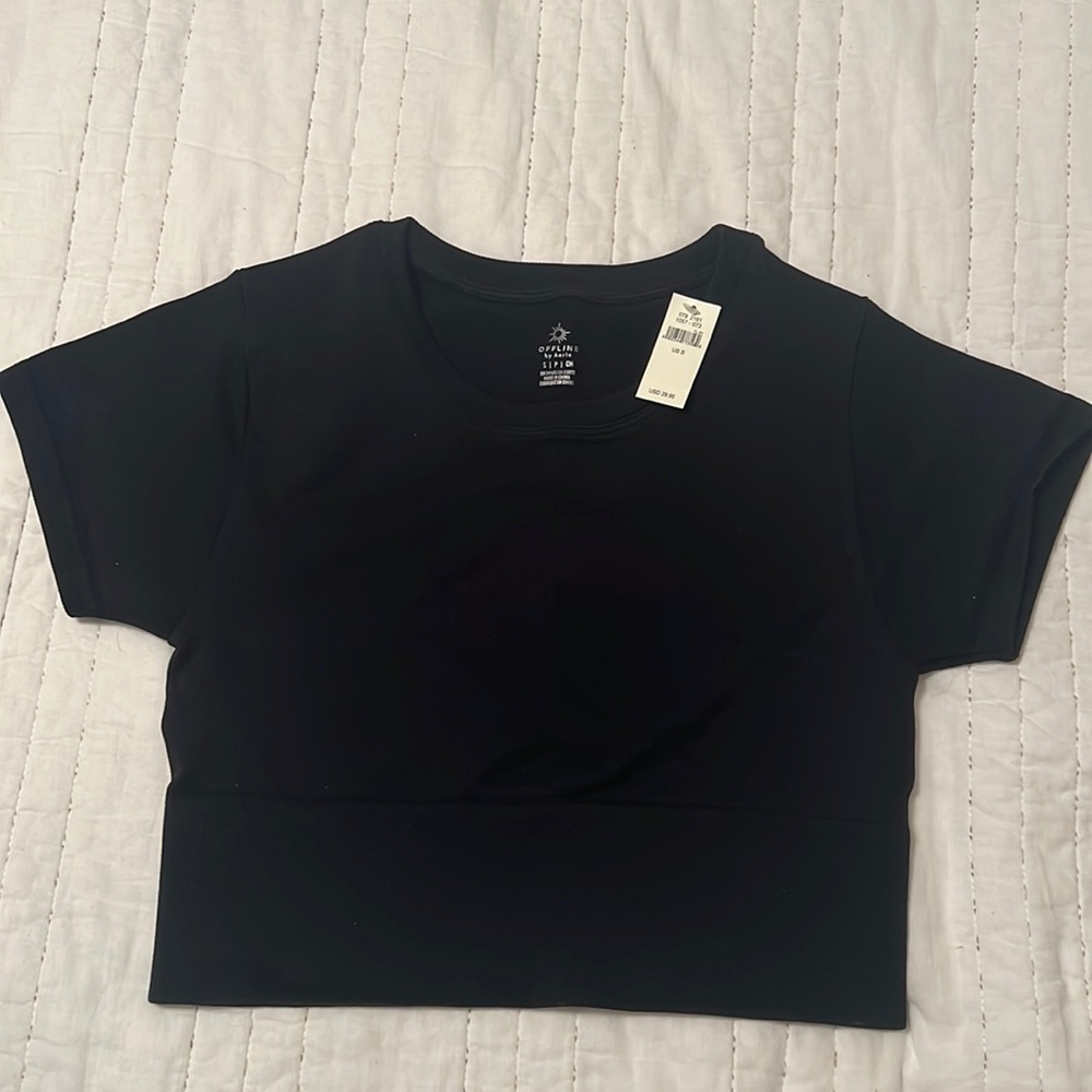 Black Short Sleeve Top from Aerie Offline